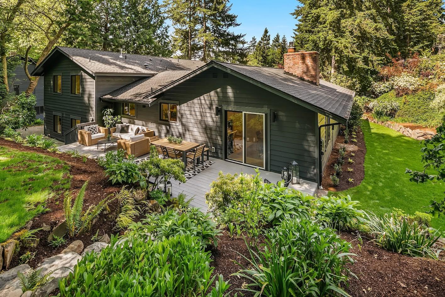 Healthy landscaped garden with shrubs and maintained planting beds